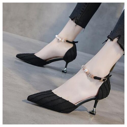 New fashion pointed single shoes female spring and summer high heels rubber sole all-match buckle high heels female fairy models