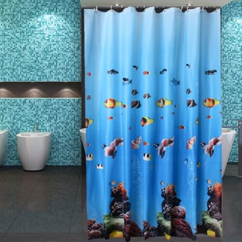 Ocean Underwater World Shower Curtain PEVA Waterproof Bath Curtains With Hooks Mildew Proof Modern Bathtub Partition Curtain