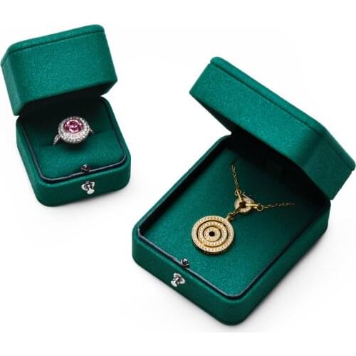 Oirlv Green Jewelry Gift Box Ring Pendant Box Microfiber Snap Button Jewelry Box Proposal Anniversary Gift Box