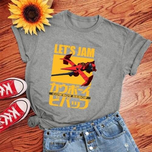 Harujuku Women T Shirt Tshirt Cowboy Bebop Funny New Fashion Harajuku Cartoon Manga Tshirt Print Ulzzang Graphic T-shirt Female