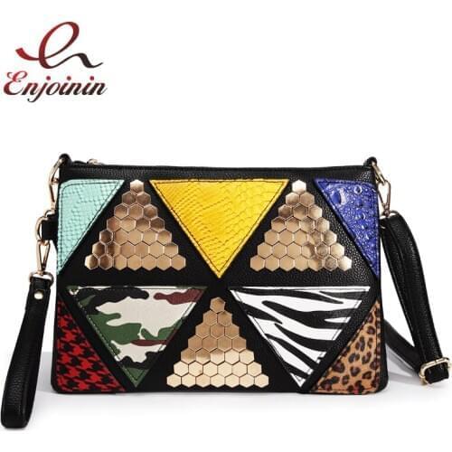 Special Contrast Color Rivet Camouflage Clutch bag 2021 Trend Ladies Shoulder Bag Ladies Messenger Bag Women Handbag and Purses