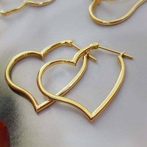 MADALENA SARARA Pure 18k Gold Earrings Heart Circle Simple Style Women Dangle Earrings