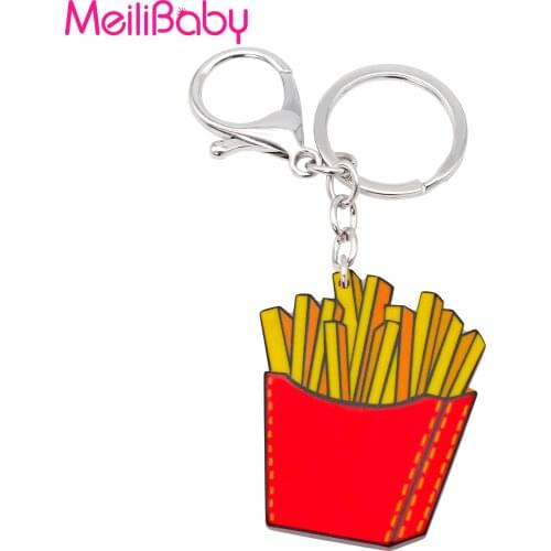 1Pc New Cute Cartoon Acrylic Keychain Creative Food Chips Key Chain Jewelry For Women Boys Girl Student Gift Mens Car Accessory
