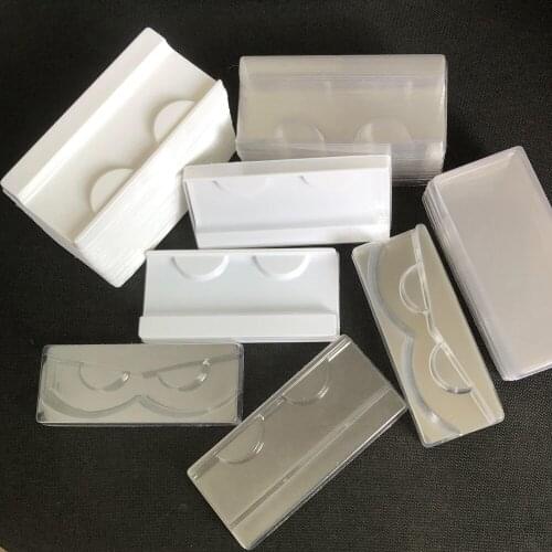 100/pack Wholesale Eyelash Packaging Box Plastic Clear Lash Tray Mink Lashes Holder Eyelash Trays Package Cases Bulk Vendors