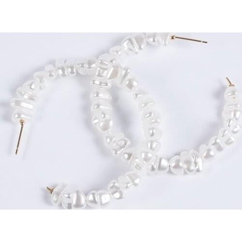 2019 Fashion Za Earrings Jewelry Womens Korean Irregular Faux Pearl Beaded Big Hook Circle Large Drop Earrings For Women