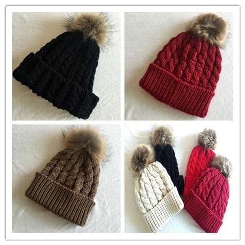 2020 New Fashion Autumn/winter Solid-color Thickening Warm Joker Hem-ball Knit Millinery Hat Bonnets for Women