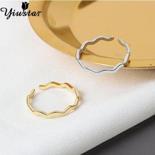 2021 Trendy Minimalist Rings for Women Jewelry Finger Adjustable Rings Geometric Round Wavy Hoop Unique Party Gift Wholesale