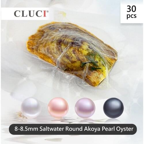 CLUCI 30pcs 8-8.5mm Akoya Pearls in Oysters Round Single Packaged Genuine Akoya Pearl Beads Quality Akoya Pearl Oyster WP348SB