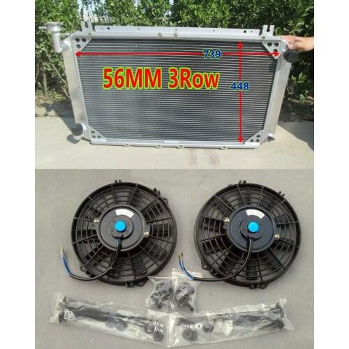 3ROW 56MM Aluminum Radiator & Fans FOR NISSAN Patrol GQ SAFARI 2.8L/4.2L 4200cc DIESEL RD28T TD42 I6 & 3.0L RB30S PETROL Y60 87