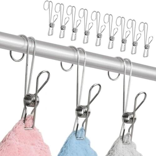 6pcs Wire Clothespins Laundry Chip Stainless Steel Wire Clips Clothespins Hanging Clips Hooks Clothes Pins Drying Rack Clips