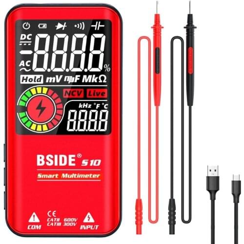 B-SIDE S10 / S11 Digital Smart Multimeter Color LCD Display 9999 Digital Voltage Capacitor Ohm Diode NCV Hz Tester DMM