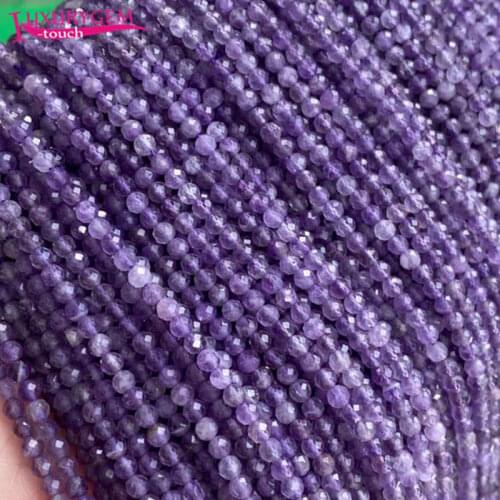 High Quality 2/3/4mm Natural Amethysts Crystal Stone Faceted Round Loose Spacer Small Beads DIY Gems Jewelry Accessory 38cm b156