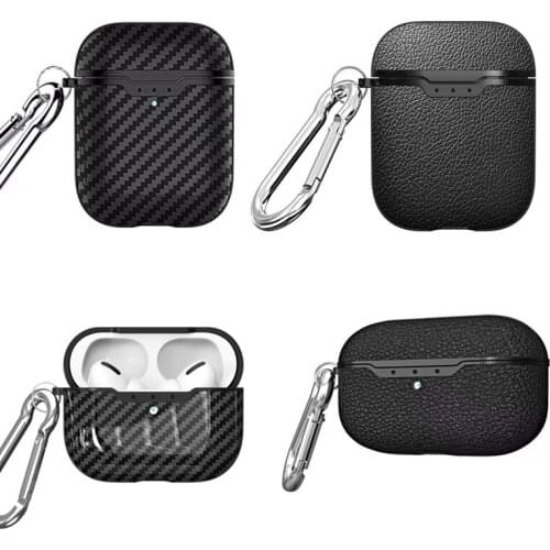 Carbon Firber Earphone Cases for Apple AirPods Pro 2 1 Cute Case for AirPods Pro 2 1 Soft TPU Shell Shockproof Cover with Buckle