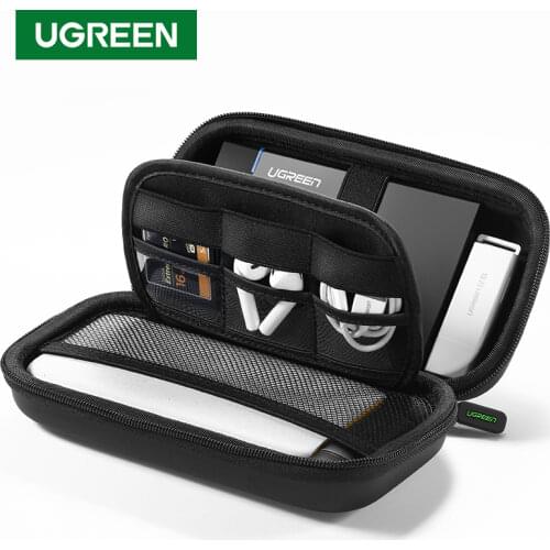 Ugreen Power Bank Case Hard Case Box for 2.5 Hard Drive Disk USB Cable External Storage Carrying SSD HDD Case
