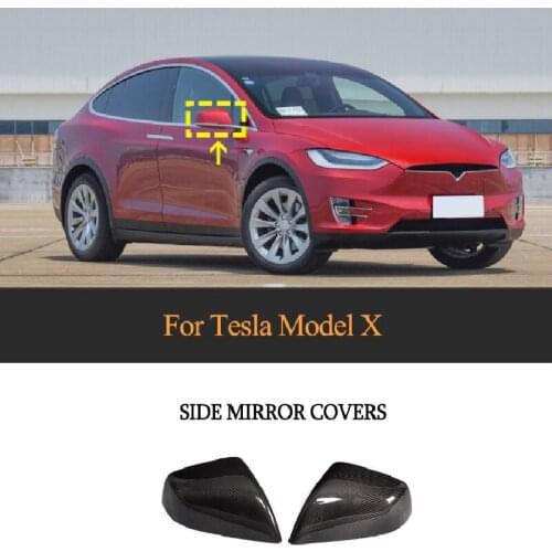Dry Carbon Fiber Rearview Mirror Cover Fit For Tesla Model X 2016-Up Add On Style
