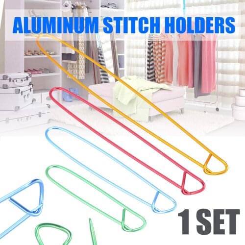 1 Set 4 Sizes Aluminum Steel Knit Holders Knitting Needles Markers Crochet Hook Locking Stitch Seam DIY Crafts Sewing Tools