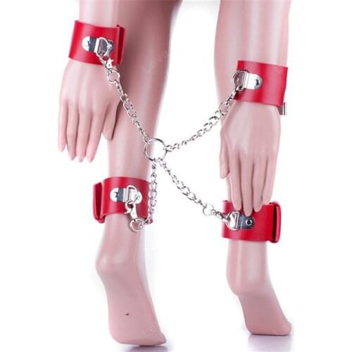 Erotic Toys Pu Leather Cross Belt Foot Hands Ankle Cuffs Bed Bondage Restraints Sex Products Adult Games Sex Game BDSM Sex Toys