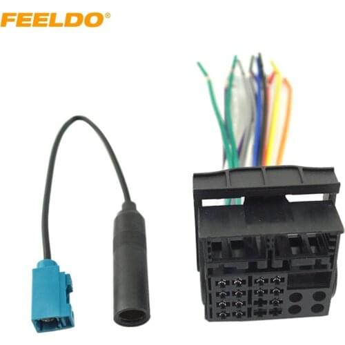 FEELDO 1Set Car Stereo Head Unit Wiring Harness With FRAKA Radio Anatenn Jack For Volkswagen Factory OEM Radio CD