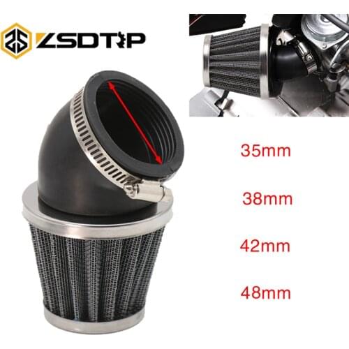 ZSDTRP 45 degree angled Motorcycle Air Cleaner Intake Filter 35mm 38mm 42mm 48mm For 50-150cc Engine ATV Scooter Pit Dirt Bike