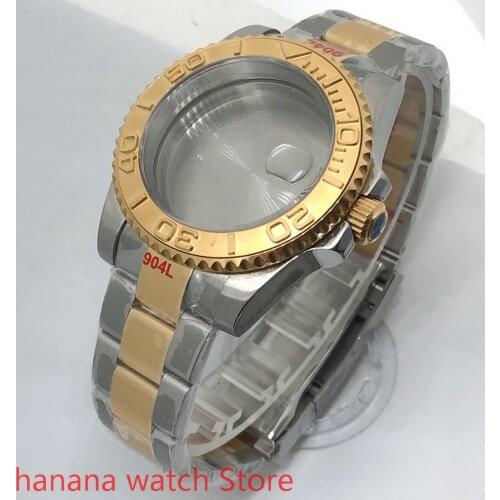 Sealed back cover 904L stainless steel gold strap bracelet with 40mm sapphire glass ETA NH36 MH35 cases.bezel gold