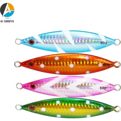 AI-SHOUYU Fishing Lure Metal Slow Jig Casting Spoon 60g/100g Artificial Bait Off Shore Lead Cast Jigging Sea Fishing Tackle