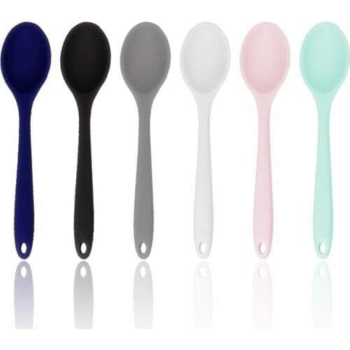 Candy Color Silicone Spoon Heat Resistant Non-stick Rice Soup Spoons Kitchenware Tableware Learning Spoon Cooking Kitchen Tool