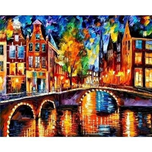 5D DIY Full Square Drill Diamond Art Painting Kit Color Landscape Cross Stitch Mosaic Diamond Painting Embroidery Home Decor Art