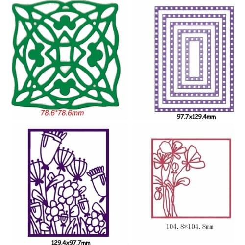 Square Flower Frame Cutting Dies Stencil Card Album Making Template Scrapbooking Decorative Handicraft Embossing Die Cut
