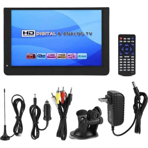 LEADSTAR 12in Color Screen 1080P Car Digital TV ATV/UHF/VHF Stereo Surrounding Car Television tv portatil US PLUG 110-220V