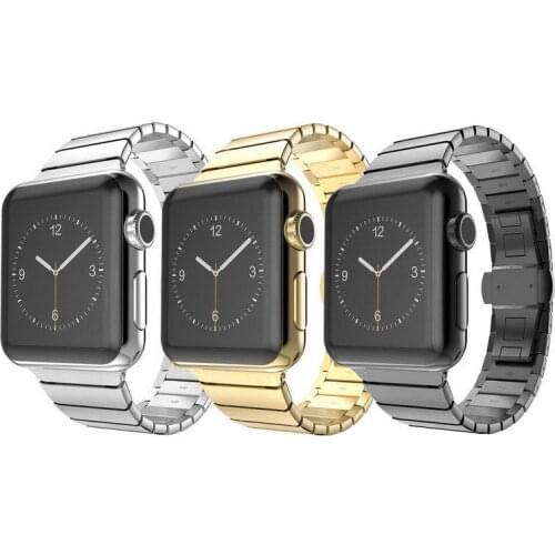 Stainless Steel Metal Strap For Apple Watch Series 1 2 3 4 5 Band Butterfly Buckle Bracelet Watch Band For iWatch 38 40 42 44mm