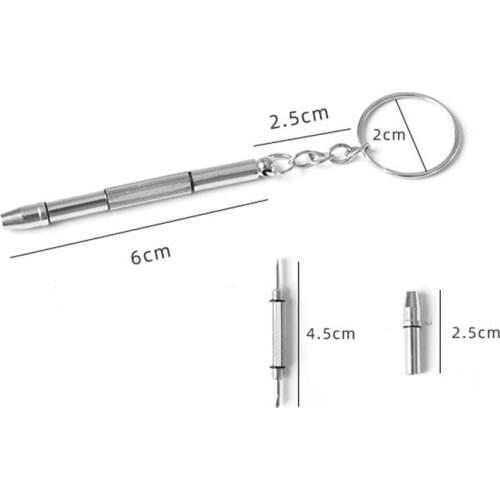 Fashion Metal 4 In1 Eyeglass Screwdriver Hand Tools 4in1 Eyeglass Screwdriver Sunglass Clock And Watch Repair Kit With Keychain