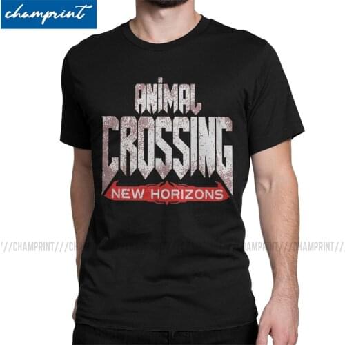 Men Doom Eternal Animal Crossing T Shirts Pure Cotton Clothes Novelty Short Sleeve Crewneck Tees Printing T-Shirt