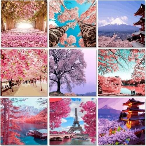 SDOYUNO Frameless Cherry Tree DIY Painting By Numbers Calligraphy Painting Modern Wall Art Picture Coloring By Numbers 40x50