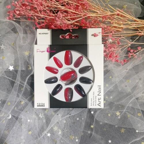 Fingerqueen 24pcs/set with 2g Glue Gradient Nail Tips Women Wearable Fake Press Ballet Tip with Glue Fully Covers False Nails