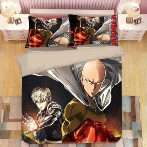 ONE PUNCH MAN Bedding Set Cartoon anime Duvet Covers 3D bedding Pillowcases kids Cartoon Comforter Bedding Sets bed linen 07