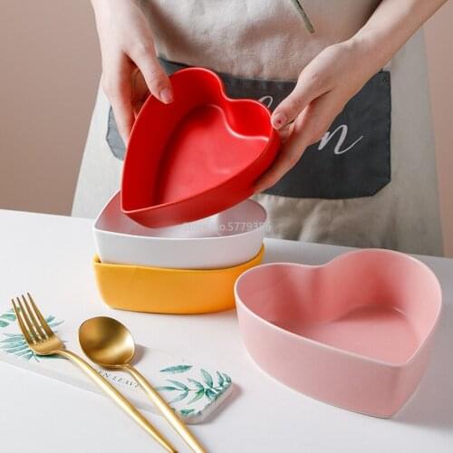 Nordic Creative Love Bowl Home Baked Rice Bowl Steamed Egg Bowl Fruit Salad Bowl Baked Bowl Net Red Dessert Bowl