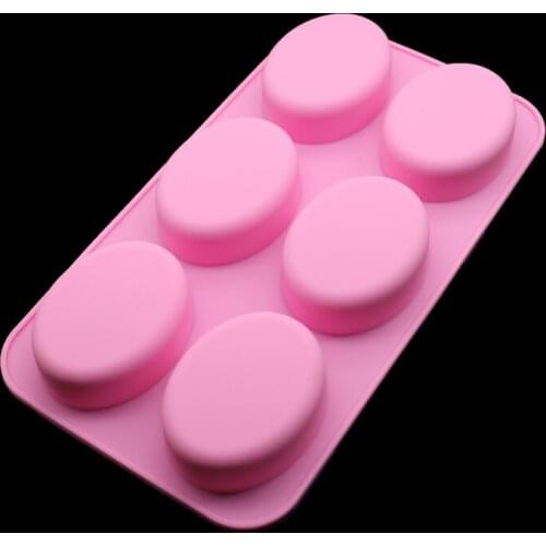 6 Grid Oval Soap Silicone Mold Silicone Mold Chocolate Cake Decorated Round Cheese Pastry Kitchen Baking Tools Cookie Cutter