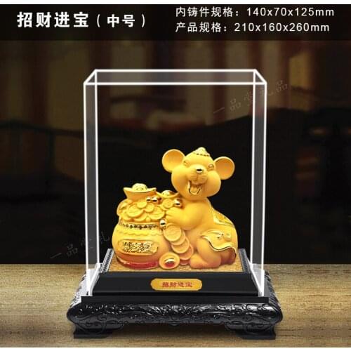 HOME OFFICE foreign present gift # 2020 Chinese Zodiac bring wealth fortune Propitious GOOD LUCK gold mouse Decoration gift box