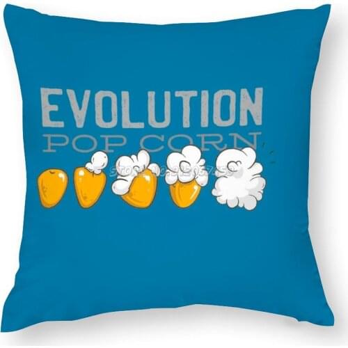 Popcorn Evolution Pillow Case New Print Designer Cushion Cover Square Pillowcases Home Decor Popcorn Cute Food Movies Movie Cand