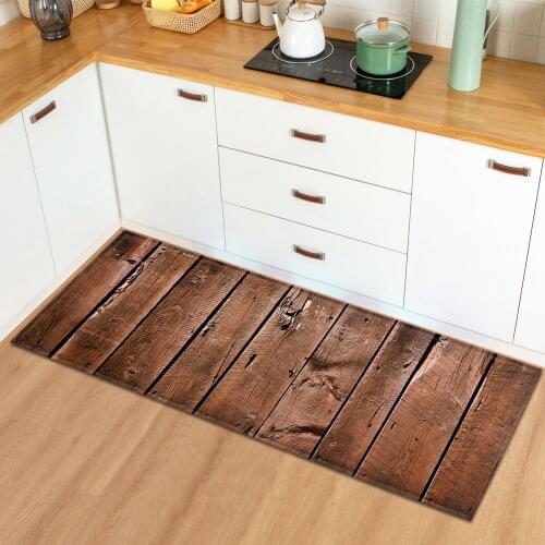 Wood Grain Pattern Kitchen Mat Home Entrance Doormat Bedroom Living Room Decoration Floor Carpet Hallway Bathroom Anti-Slip Rugs