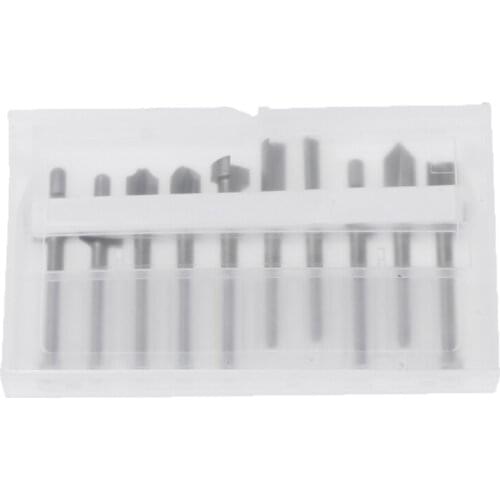 10pcs HSS Router Wood Milling Cutter Bits Fits Rotary Tool Set 1/8\" 3mm DIY Tool U4LA