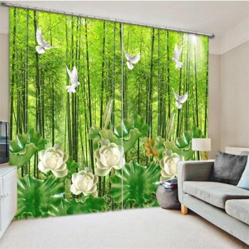 Curtains Luxury Blackout 3D Curtains For Living Room kids Bedroom Drapes Cortinas Rideaux Customized size green pillowcase