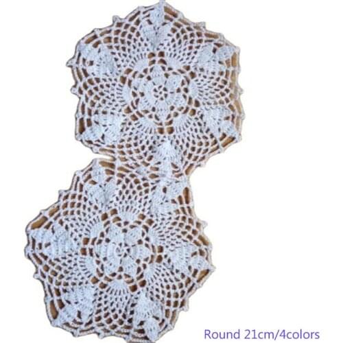 Modern round lace cotton table place mat crochet coffee placemat pad Christmas drink coaster cup mug tea dining doily kitchen