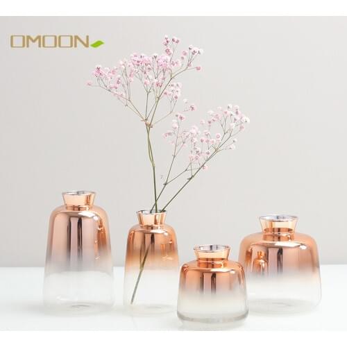 Nordic Glass vase mini Electroplated gold Vase Glass Flower Vases for home decor Dried Flower Bottle Bar wedding decoration