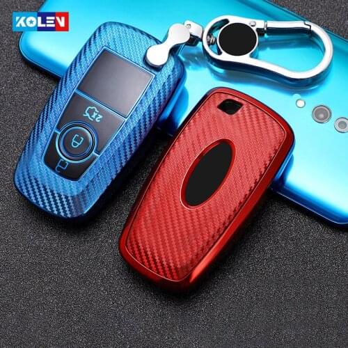 TPU Carbon Fiber Car Remote Key Cover Case For Ford Fusion Mustang Explorer F250 F150 F350 2017 2018 ECO Sport Edge S-MAX Ranger