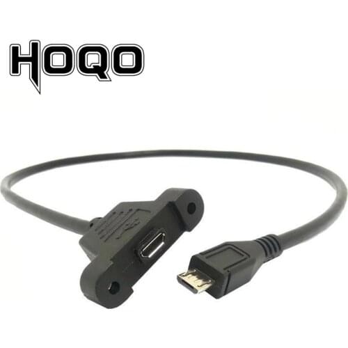 Micro-USB 5pin Male to Female Extension Cord. Micro USB Panel Mount Connector Socket Extend Cable 30cm 50cm with Screws Hole