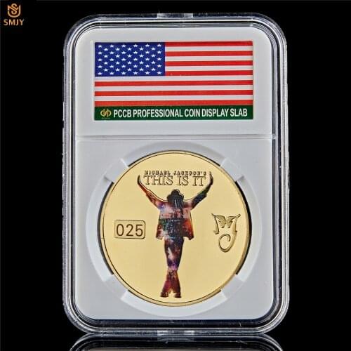 Michael Jackson Gold Commemorative Coin Holiday Gifts USA The King Of Pop Music Gold Plated Celebrity Coin Collectibles Value