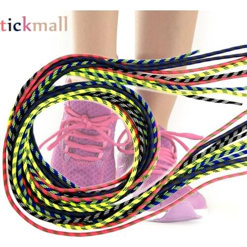 1 Pair 3.5mm Width Sports Mountain 8 Solid Contrast Colors Round Stripe Ribbon Lace Casual Shoelaces Easy Fasten Strap