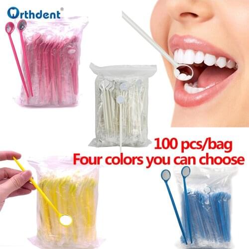100 Pcs/lot Disposable White Dental Mouth Mirror Reflector Teeth Whitening Dentist Lab Instrument Oral Hygiene Aseptic Packaging