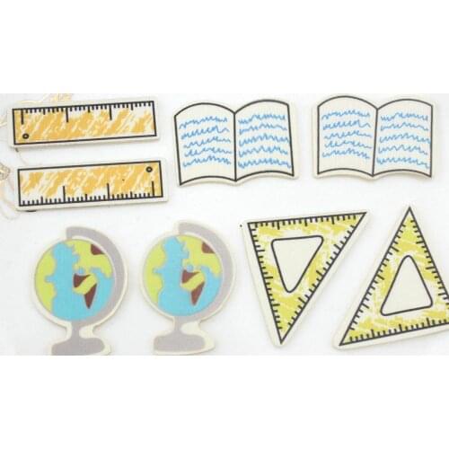 100pcs learning kit ruler,book,caved globe wood decoden cabochon pendants charms school art lesson